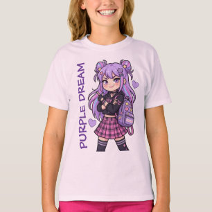 Kawaii Anime Girl Purple Dream T-Shirt