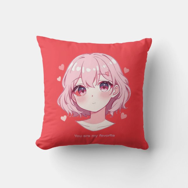 Kawaii Anime Girl Valentine Sweatshirt Cushion (Front)