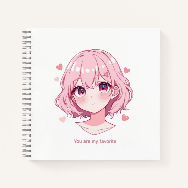 Kawaii Anime Girl Valentine Sweatshirt Notebook (Front)