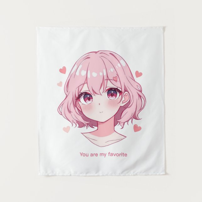 Kawaii Anime Girl Valentine Sweatshirt Tapestry (Front)