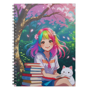 Kawaii Anime Girl with Doggie Notebook