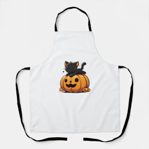 Kawaii Anime Halloween Cat Pumpkin Kids Womens _1 Apron