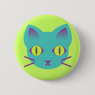 Kawaii Anime Kitty Cat Blue Green Purple 6 Cm Round Badge