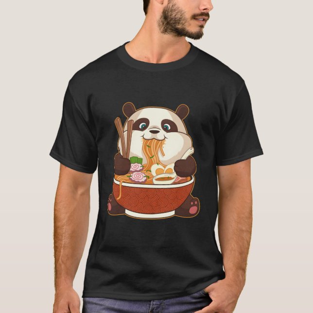 Kawaii Anime Panda Otaku Japanese Ra Noodles T-Shirt (Front)