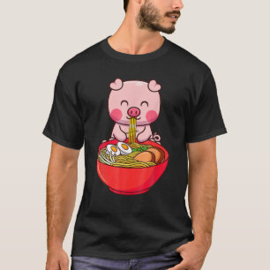 Kawaii Anime Pig Cute Otaku Japanese Ramen Funny N T-Shirt