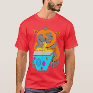 Kawaii Anime Ramen Kitty Cat Japanese Noodles  T-Shirt