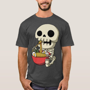 Kawaii Anime Skeleton Halloween Asian Noodles Japa T-Shirt