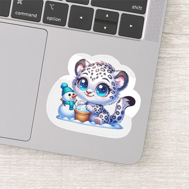 Kawaii Anime Snow Leopard Kid's Sticker  (Detail)