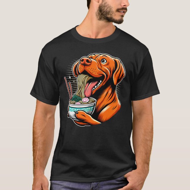 Kawaii Anime Vizsla Dog Ramen T-Shirt (Front)