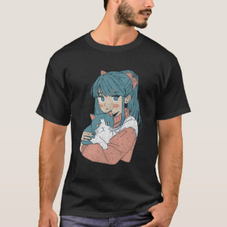 Kawaii Anime With Cat Kitty Ga Japan T-Shirt