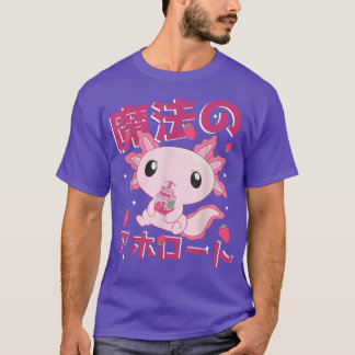 Kawaii Aolotl Strawberry Milk Shake Japanese Anime T-Shirt