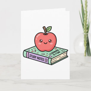 Kawaii Apple on Book Cute Teacher Appreciation Gif Card