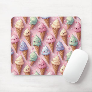 Kawaii Art Ice Cream Cones Mouse Pad