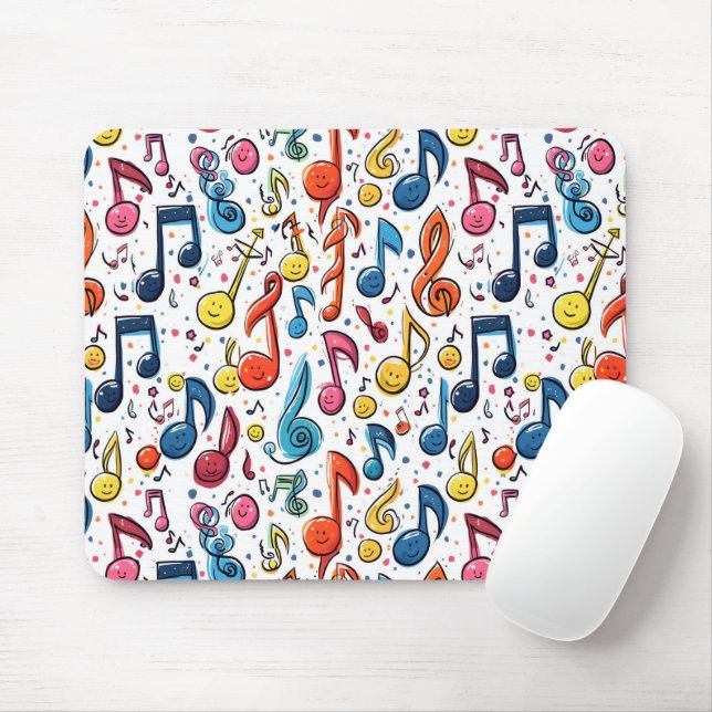 Kawaii Art Musical Notes Abstract Mouse Pad (With Mouse)