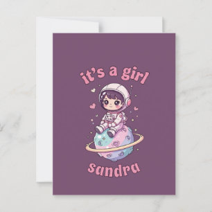 Kawaii Astronaut It's a Girl Postcard