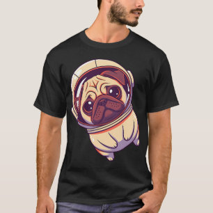 Kawaii Astronaut Pug - Space Explorer Dog Tilted T-Shirt