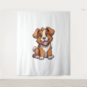 Kawaii Australian Shepherd Puppy Tapestry
