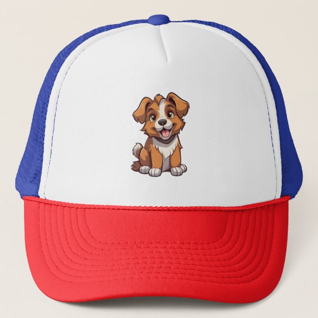 Kawaii Australian Shepherd Puppy   Trucker Hat (Front)