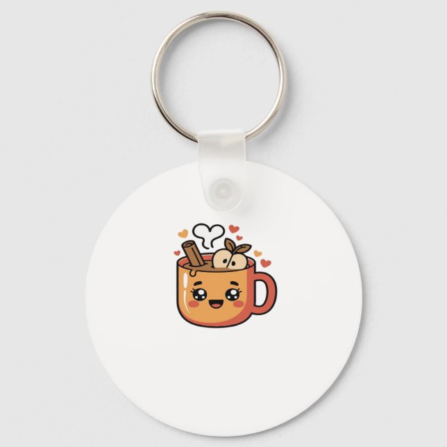 kawaii autumn tea Classic T-Shirt Key Ring (Front)