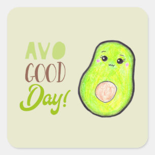 kawaii avocado coloured pencil avo great day cute  square sticker