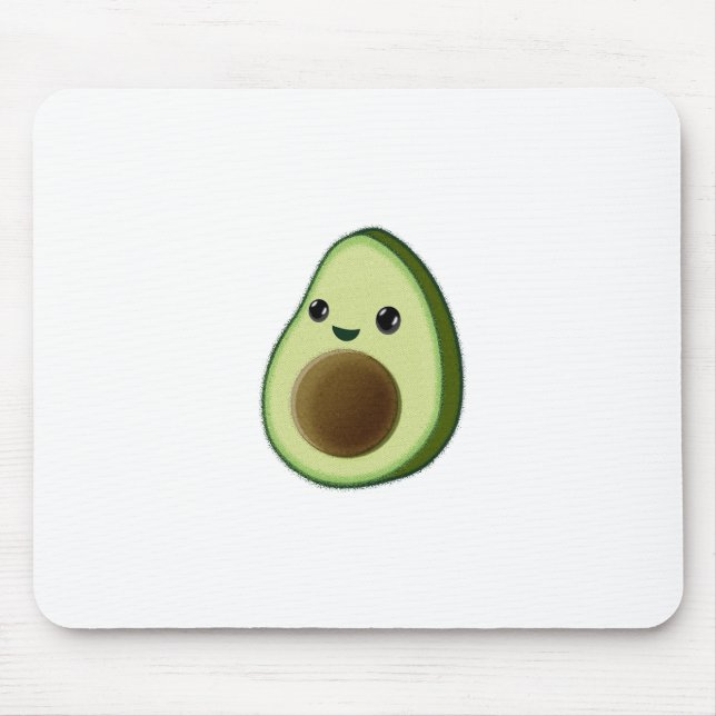 Kawaii Avocado Drawing Custom White Mouse Pad (Front)