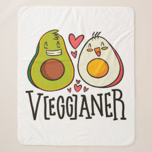 Kawaii Avocado Egg Pattern Personalised Sherpa Blanket