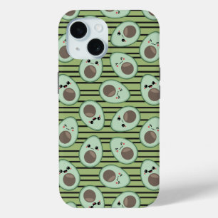 Kawaii Avocado Pattern  iPhone 15 Case
