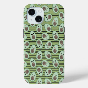 Kawaii Avocado Pattern iPhone 15 Case