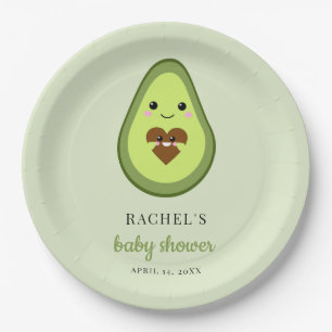 Kawaii Avocado Pregnant Baby Shower Cute Minimal Paper Plate