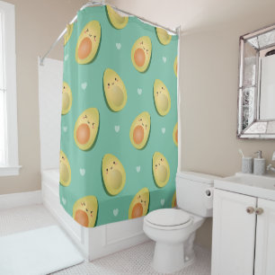 Kawaii Avocados Let's Avocuddle Pattern Shower Curtain