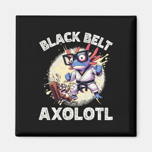 Kawaii Axolotl Black Belt Karate Kickboxing Martia Magnet