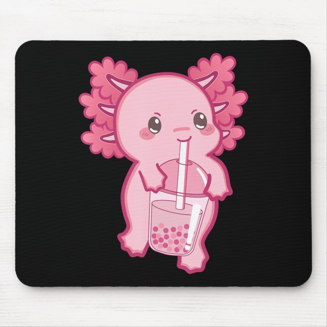 Kawaii Axolotl Boba Bubble Tea Teen Girl Kids Japa Mouse Pad (Front)