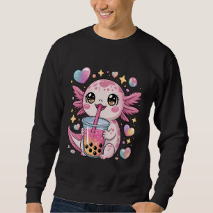 Kawaii Axolotl Bubble Tea for Kids and Teens Cute Sweatshirt