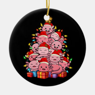 Kawaii Axolotl Christmas Tree Axolotl Pajama Hat X Ceramic Ornament