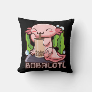 Kawaii Axolotl Cute Boba Tee Bubble Tea Anime Girl Cushion