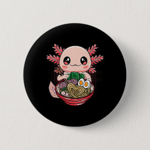 Kawaii Axolotl Eating Ramen Noodles Anime Gift Gir 6 Cm Round Badge