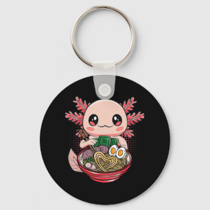 Kawaii Axolotl Eating Ramen Noodles Anime Gift Gir Key Ring