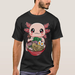 Kawaii Axolotl Eating Ramen Noodles Anime Gift Gir T-Shirt