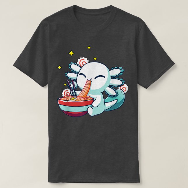 Kawaii Axolotl Eating Ramen Noodles Anime Gift Wom T-Shirt (Design Front)