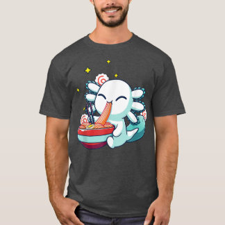 Kawaii Axolotl Eating Ramen Noodles Anime Gift Wom T-Shirt