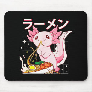 Kawaii Axolotl Eating Ramen Noodles Anime Girls Te Mouse Pad