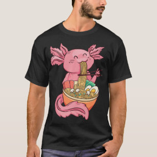 Kawaii Axolotl Eating Ramen Noodles Anime Kids Gir T-Shirt
