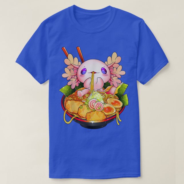 Kawaii Axolotl Eating Ramen Noodles Anime Kids Tee (Design Front)