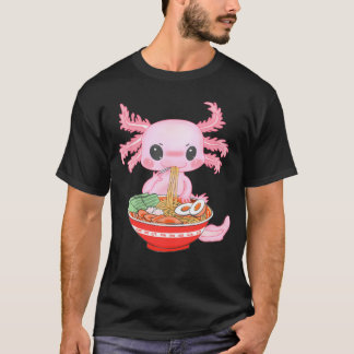 Kawaii Axolotl Eating Ramen Noodles Anime n Girls  T-Shirt