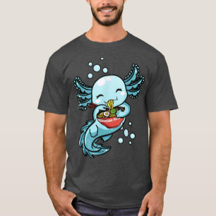 Kawaii Axolotl Eating Ramen Noodles Anime Teen Gir T-Shirt
