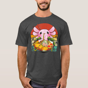 Kawaii Axolotl Eating Ramen Noodles Anime Vintage  T-Shirt