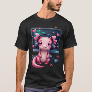 Kawaii Axolotl Gamer Coding T-Shirt