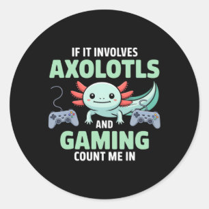 Kawaii Axolotl Gamer Shirt For Boys And Girls Anim Classic Round Sticker