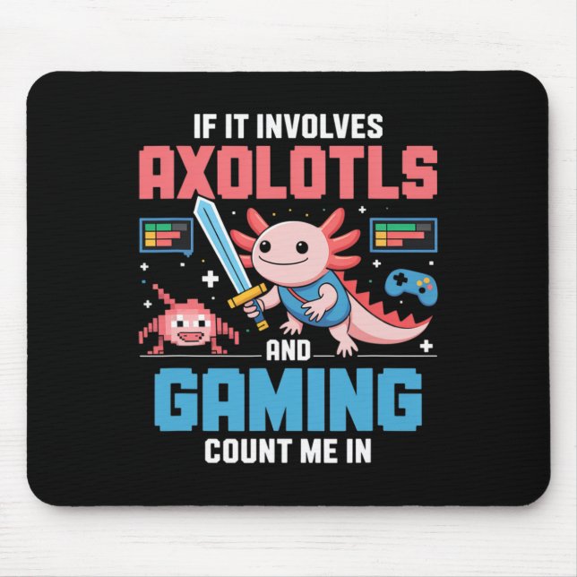 Kawaii Axolotl Gamer Shirt For Boys Girls Anime  Mouse Pad (Front)