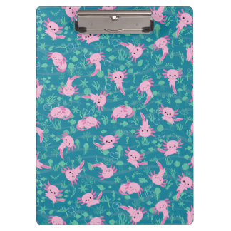 Kawaii Axolotl in Ocean Clipboard